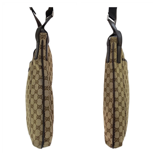 GUCCI Shoulder Bag 122791 GG canvas, leather Beige brown Shoulder Bag Messenger bag Women Used Authentic