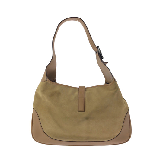 GUCCI Shoulder Bag 001 3306 Suede Camel Brown SilverMetal One Shoulder Bag Jackie Women Used Authentic