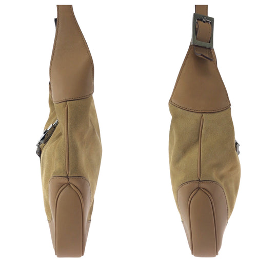 GUCCI Shoulder Bag 001 3306 Suede Camel Brown SilverMetal One Shoulder Bag Jackie Women Used Authentic