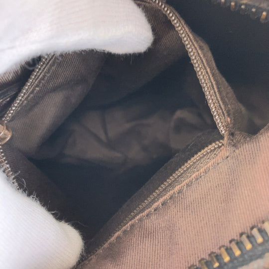 GUCCI Shoulder Bag 101333 GG canvas, leather Dark brown Shoulder Bag handbag Women Used Authentic