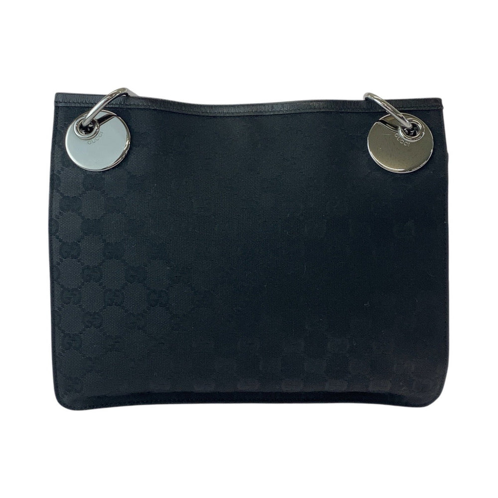 GUCCI Shoulder Bag 120841 GG canvas, leather Black SilverMetal Shoulder Bag Messenger bag Women Used Authentic