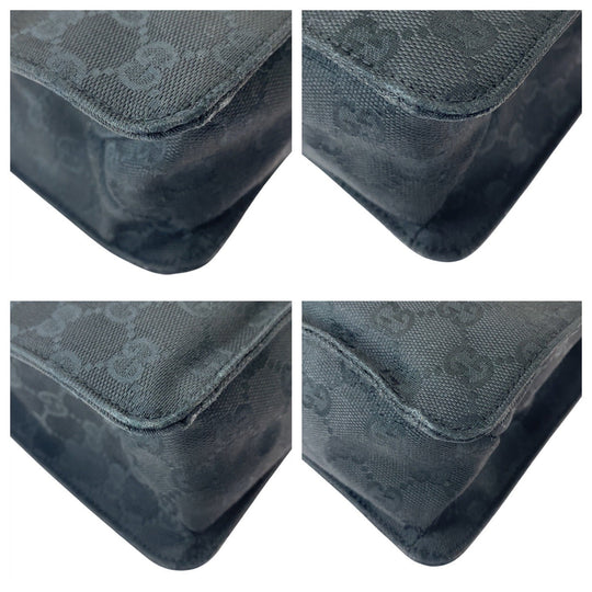GUCCI Shoulder Bag 120841 GG canvas, leather Black SilverMetal Shoulder Bag Messenger bag Women Used Authentic