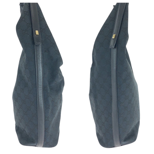 GUCCI Shoulder Bag 001 42870 GG canvas Black GoldMetal Hobo Shoulder Bag Women Used Authentic