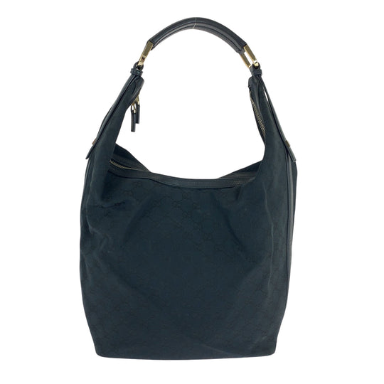 GUCCI Shoulder Bag 001 42870 GG canvas Black GoldMetal Hobo Shoulder Bag Women Used Authentic