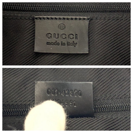 GUCCI Shoulder Bag 001 42870 GG canvas Black GoldMetal Hobo Shoulder Bag Women Used Authentic