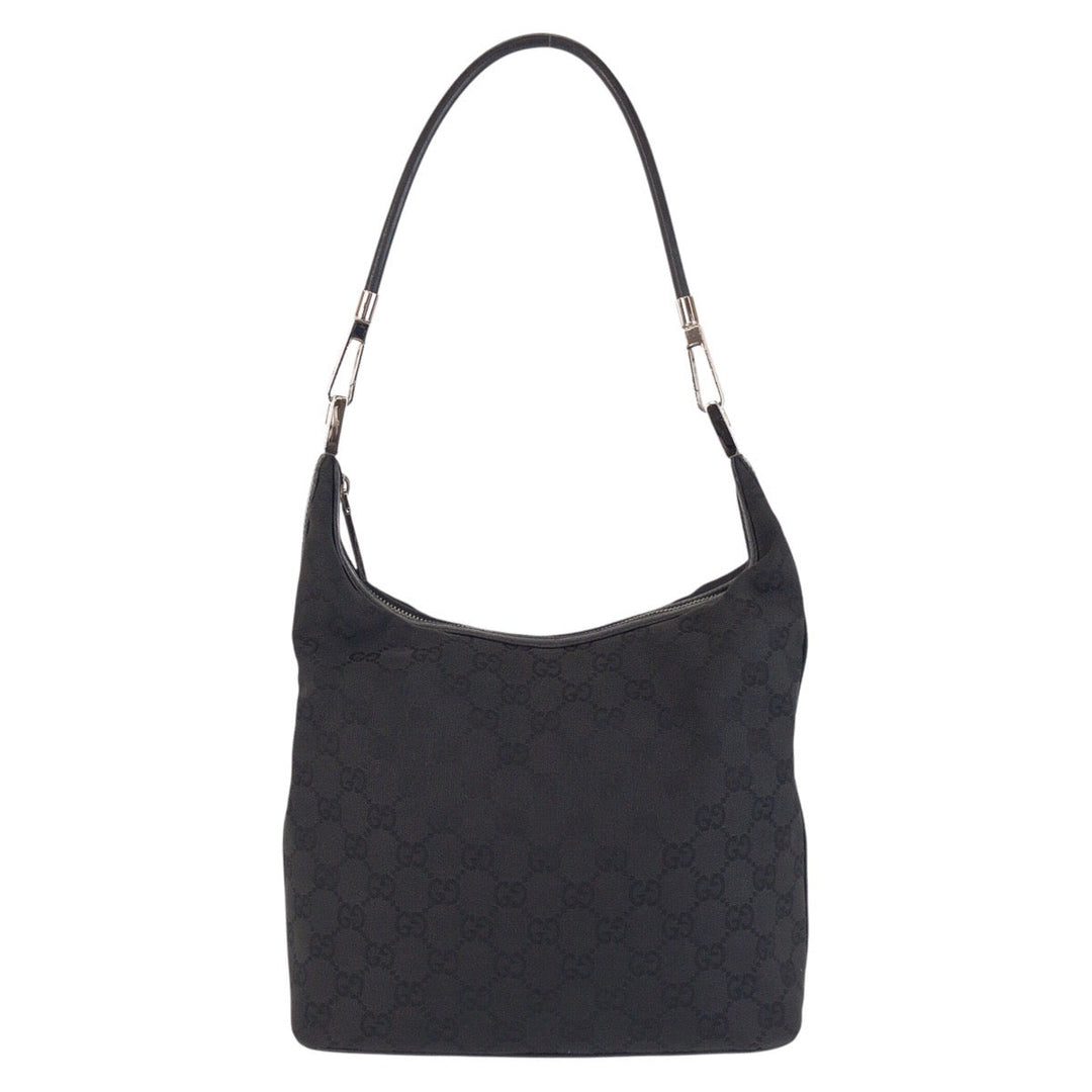 GUCCI Shoulder Bag 01234 GG canvas, leather Black black Women Used Authentic