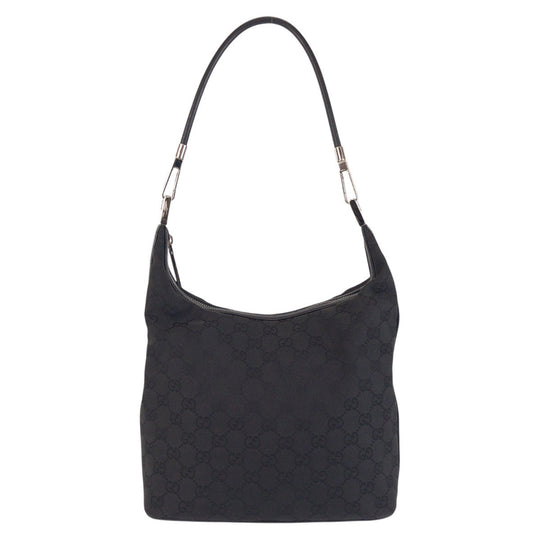 GUCCI Shoulder Bag 01234 GG canvas, leather Black black Women Used Authentic