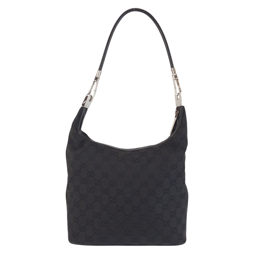 GUCCI Shoulder Bag 01234 GG canvas, leather Black black Women Used Authentic