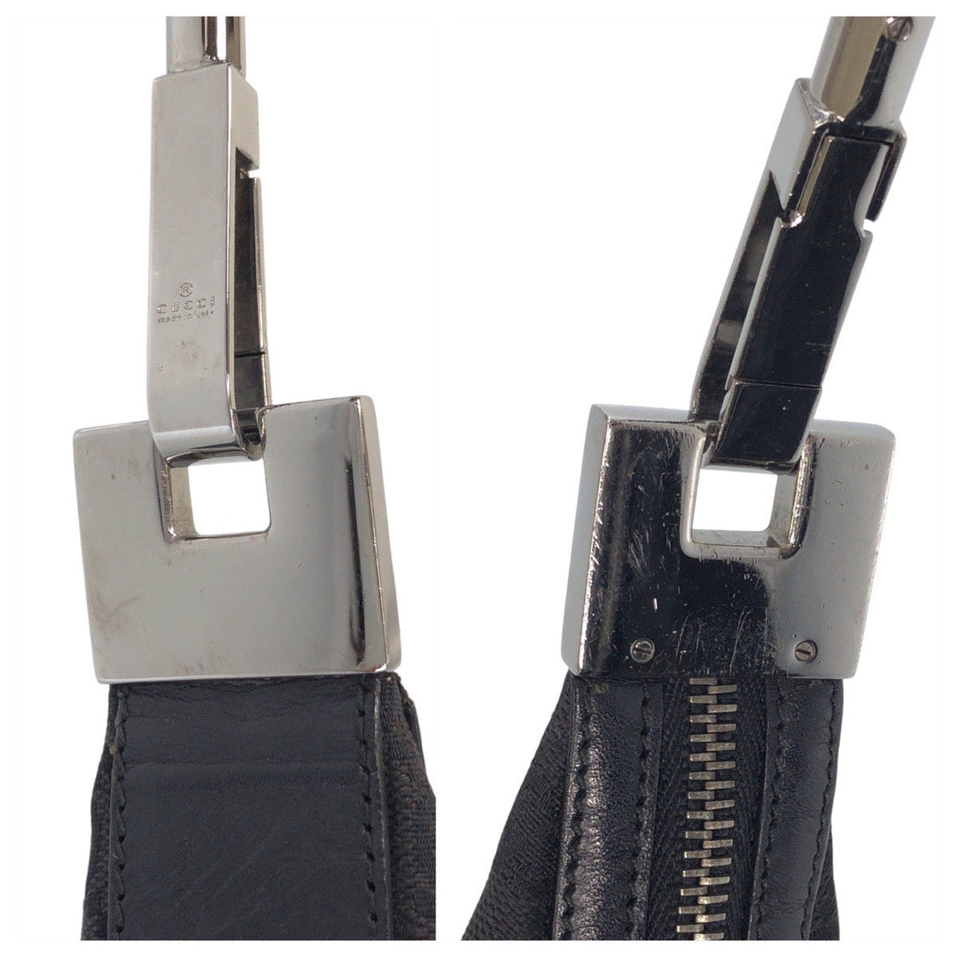 GUCCI Shoulder Bag 01234 GG canvas, leather Black black Women Used Authentic