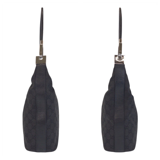 GUCCI Shoulder Bag 01234 GG canvas, leather Black black Women Used Authentic