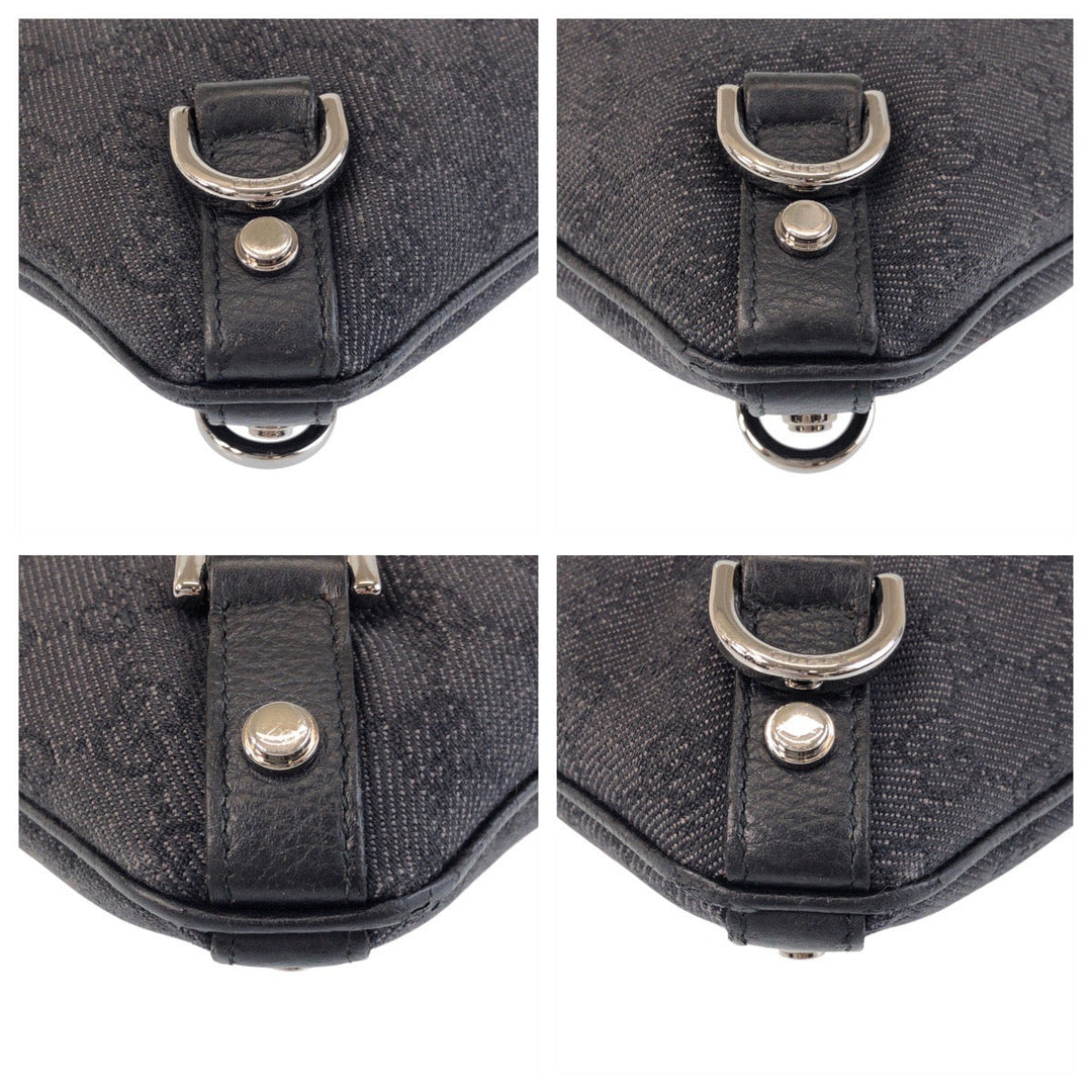 GUCCI Shoulder Bag 268642 GG canvas Black SilverMetal Abbey