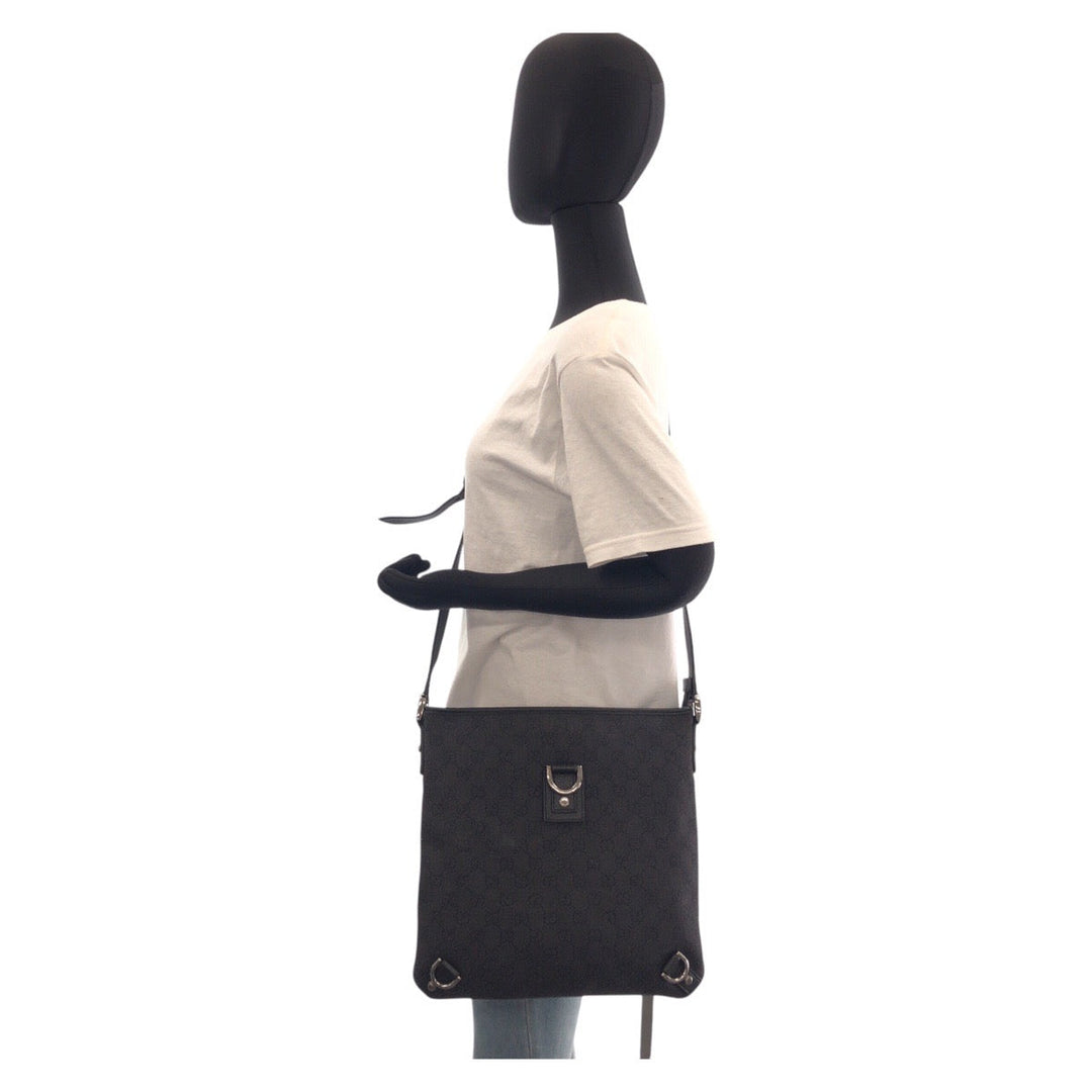 GUCCI Shoulder Bag 268642 GG canvas Black SilverMetal Abbey