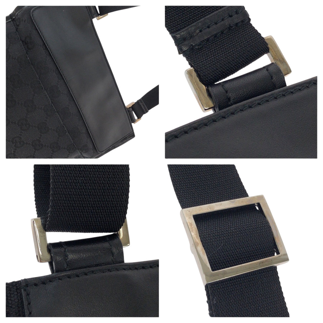 GUCCI Shoulder Bag 27639 GG canvas Black SilverMetal Shoulder Bag Sacoche Women Used Authentic