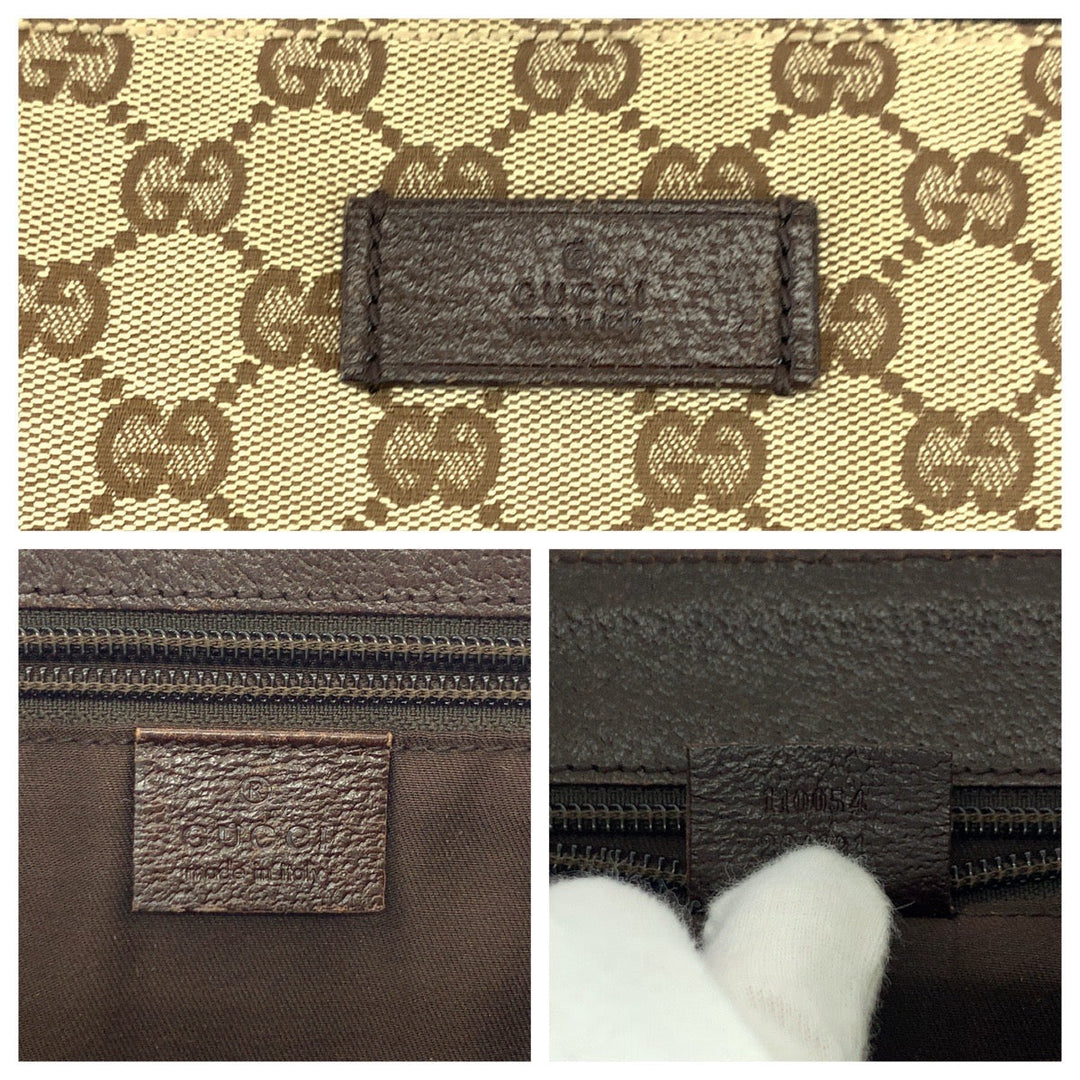 GUCCI Shoulder Bag 110054 GG canvas Beige Brown SilverMetal Shoulder Bag Messenger bag Women Used Authentic