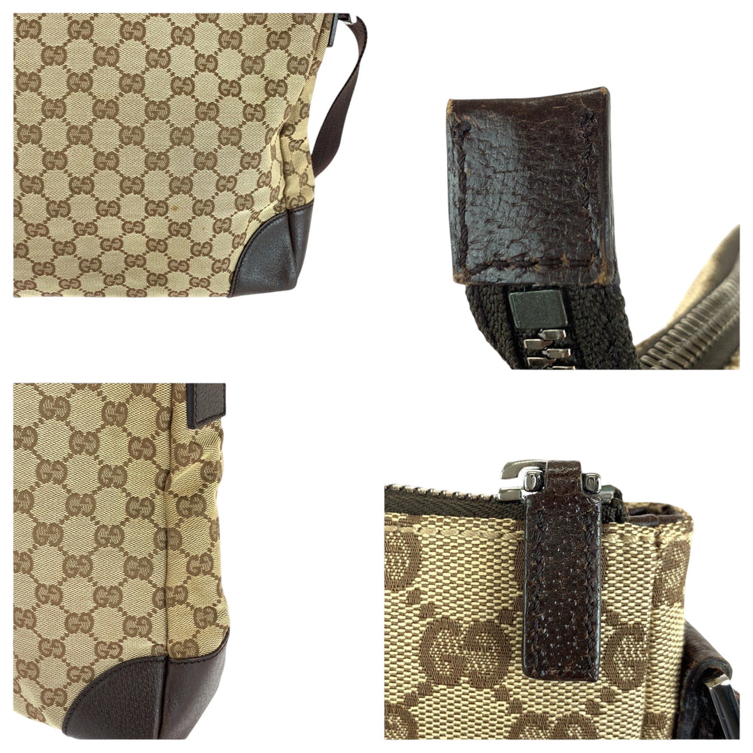 GUCCI Shoulder Bag 110054 GG canvas Beige Brown SilverMetal Shoulder Bag Messenger bag Women Used Authentic