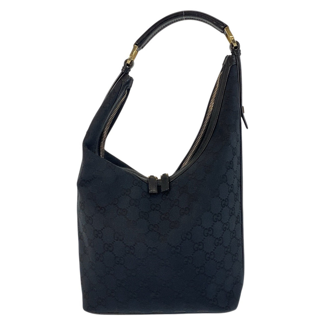 GUCCI Shoulder Bag 001 4288 GG canvas, leather Black GoldMetal Women Used Authentic