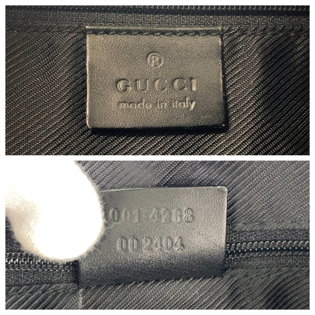 GUCCI Shoulder Bag 001 4288 GG canvas, leather Black GoldMetal Women Used Authentic