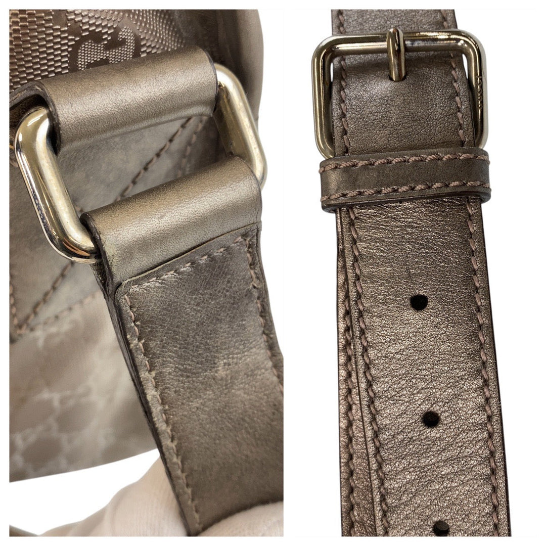 GUCCI Shoulder Bag 201732 PVC Metallic Brown SilverMetal Shoulder Bag Messenger bag GG implementation Women Used Authentic