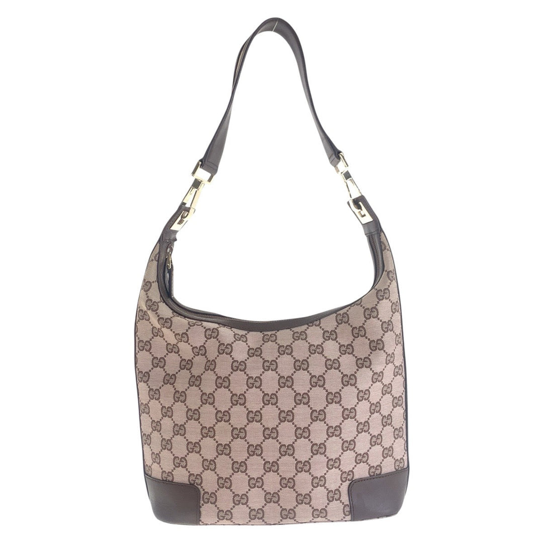 GUCCI Shoulder Bag 001 4204 GG canvas, leather Brown Pink Beige Gold Metal Women Used Authentic