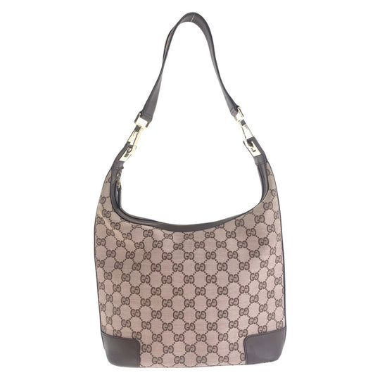 GUCCI Shoulder Bag 001 4204 GG canvas, leather Brown Pink Beige Gold Metal Women Used Authentic
