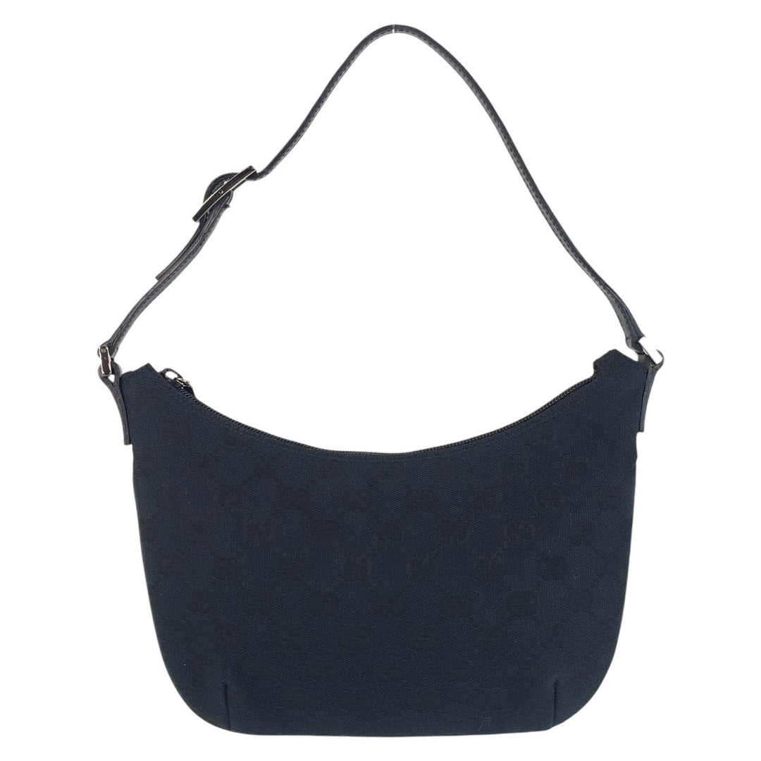 GUCCI Shoulder Bag 005 0813 GG canvas, leather Black black Women Used Authentic