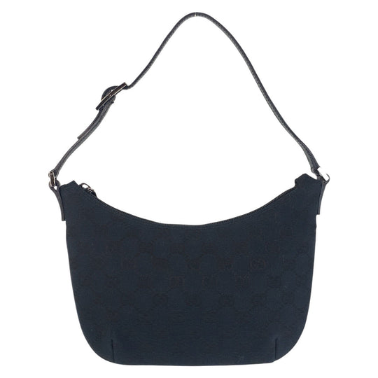 GUCCI Shoulder Bag 005 0813 GG canvas, leather Black black Women Used Authentic