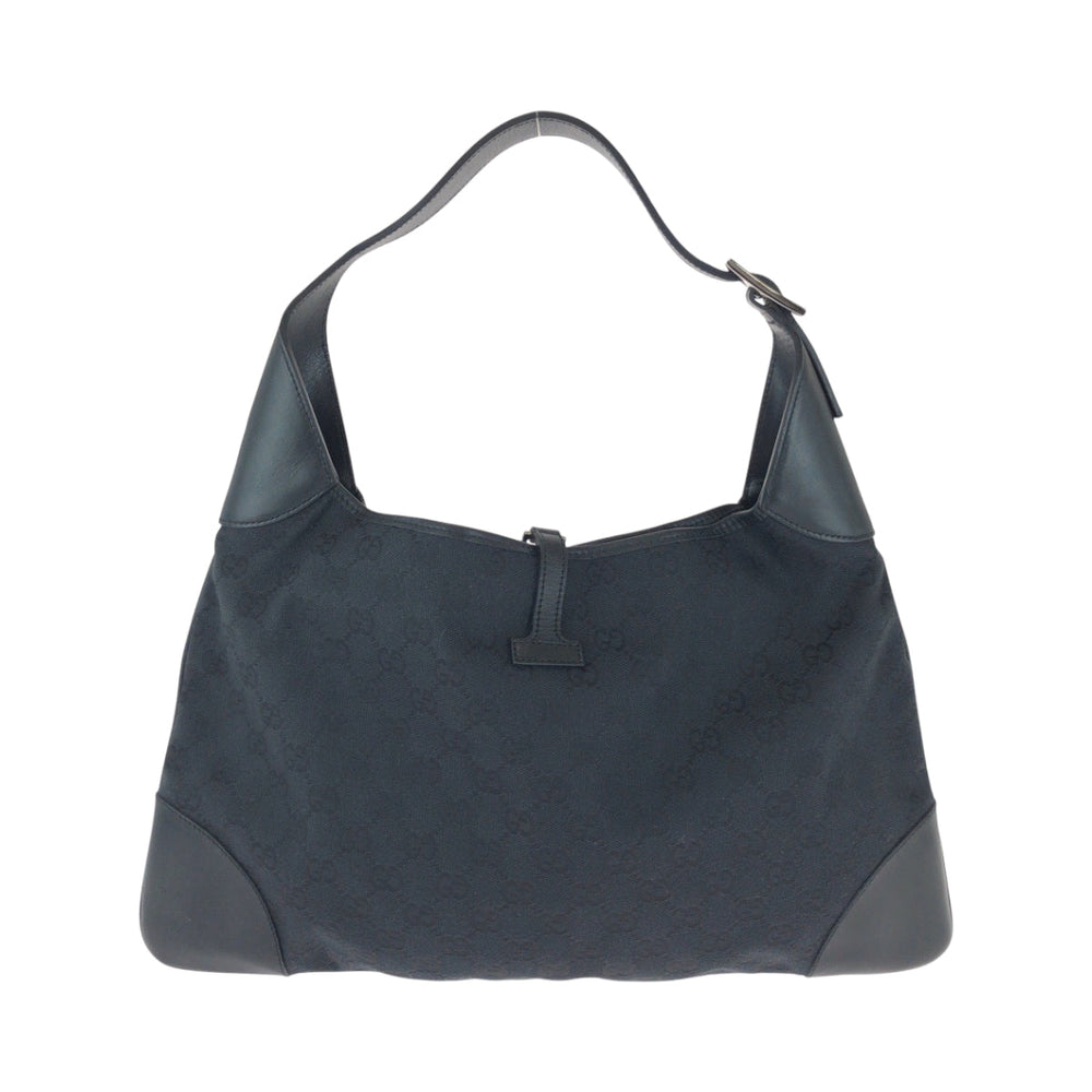 GUCCI Shoulder Bag 001 4075 GG canvas Black Black Beige SilverMetal Shoulder Bag handbag Jackie Women Used Authentic