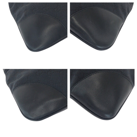 GUCCI Shoulder Bag 001 4075 GG canvas Black Black Beige SilverMetal Shoulder Bag handbag Jackie Women Used Authentic