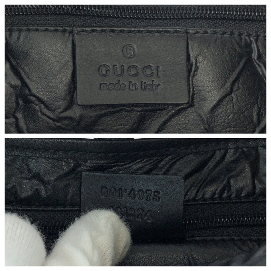 GUCCI Shoulder Bag 001 4075 GG canvas Black Black Beige SilverMetal Shoulder Bag handbag Jackie Women Used Authentic