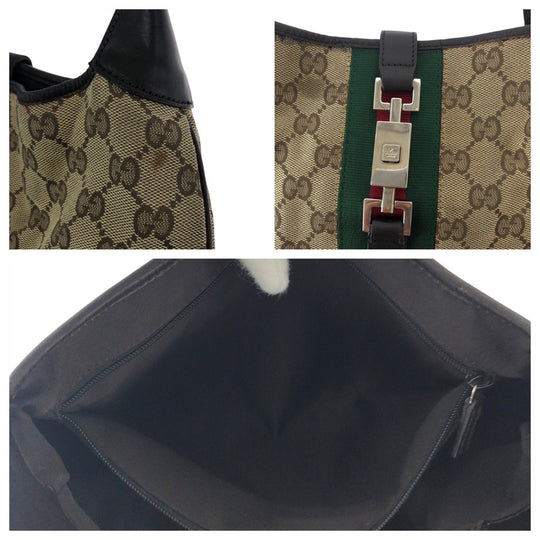GUCCI Shoulder Bag 001 3306 GG canvas Brown Jackie Shelly Line