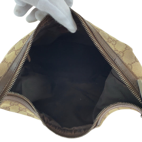 GUCCI Shoulder Bag 001 3814 GG canvas Beige Brown SilverMetal Hobo Shoulder Bag Women Used Authentic