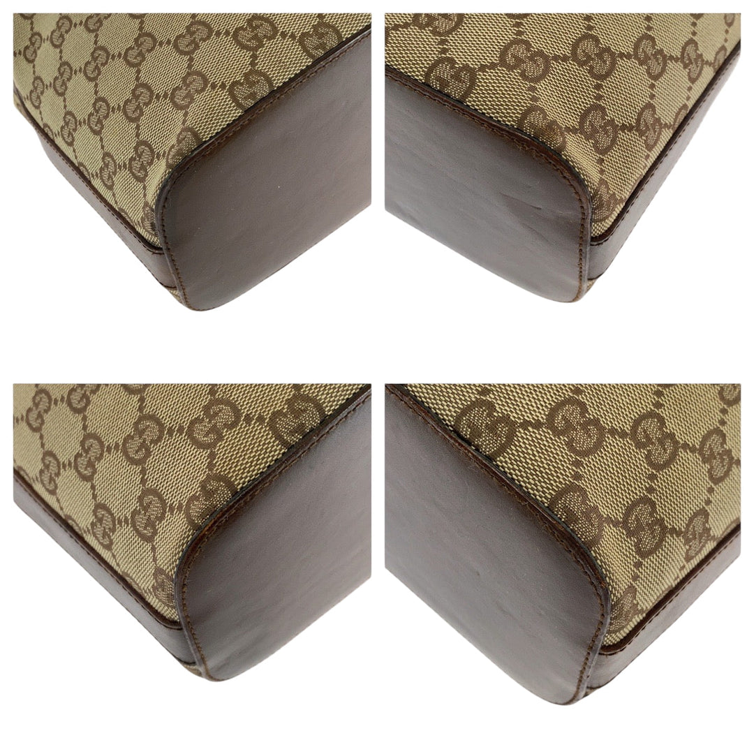 GUCCI Shoulder Bag 001 3814 GG canvas Beige Brown SilverMetal Hobo Shoulder Bag Women Used Authentic