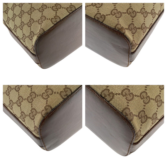 GUCCI Shoulder Bag 001 3814 GG canvas Beige Brown SilverMetal Hobo Shoulder Bag Women Used Authentic