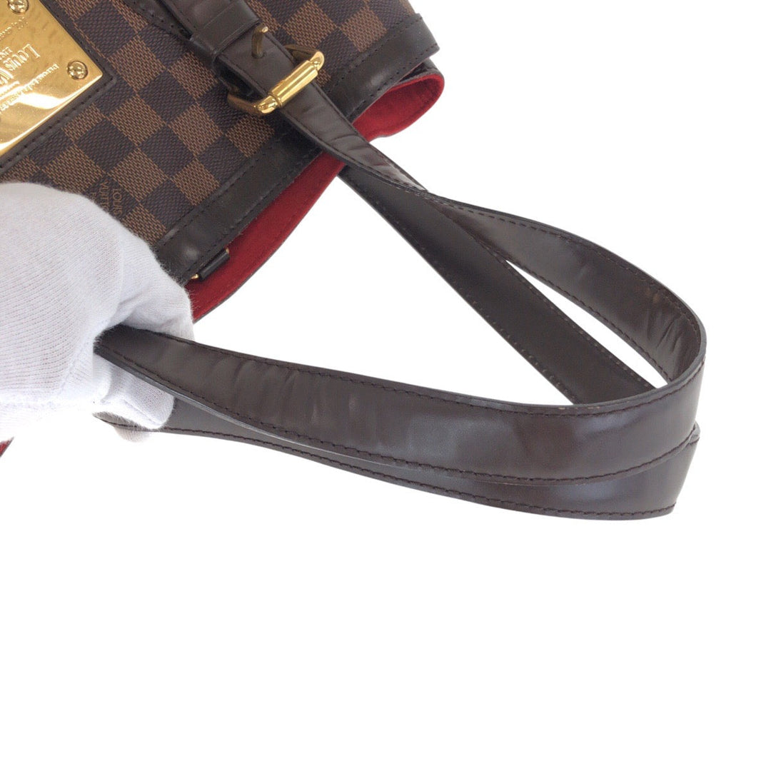 LOUIS VUITTON Tote Bag N51204 PVC, Leather Brown Tote Bag Shoulder Bag Damier Hamstead MM Women Used Authentic