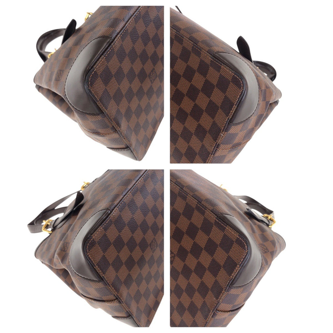 LOUIS VUITTON Tote Bag N51204 PVC, Leather Brown Tote Bag Shoulder Bag Damier Hamstead MM Women Used Authentic