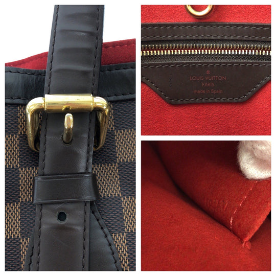 LOUIS VUITTON Tote Bag N51204 PVC, Leather Brown Tote Bag Shoulder Bag Damier Hamstead MM Women Used Authentic
