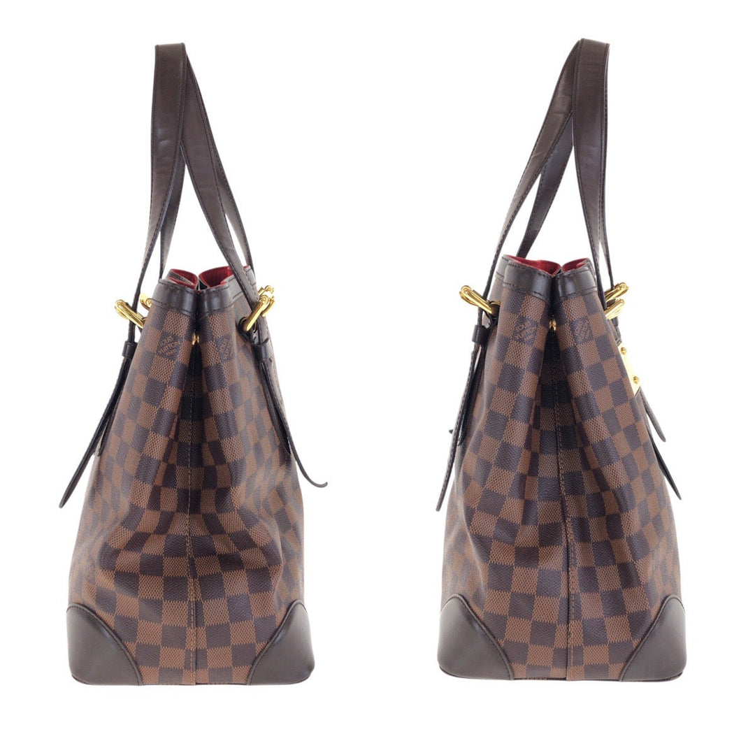 LOUIS VUITTON Tote Bag N51204 PVC, Leather Brown Tote Bag Shoulder Bag Damier Hamstead MM Women Used Authentic