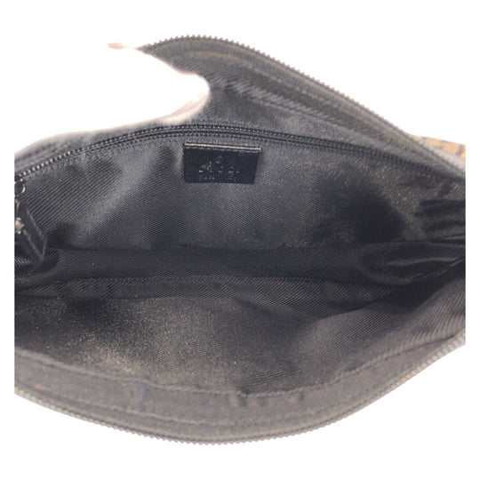 GUCCI Shoulder Bag 019 0433 GG canvas Beige Black Gold Metal Shoulder Bag pochette Women Used Authentic