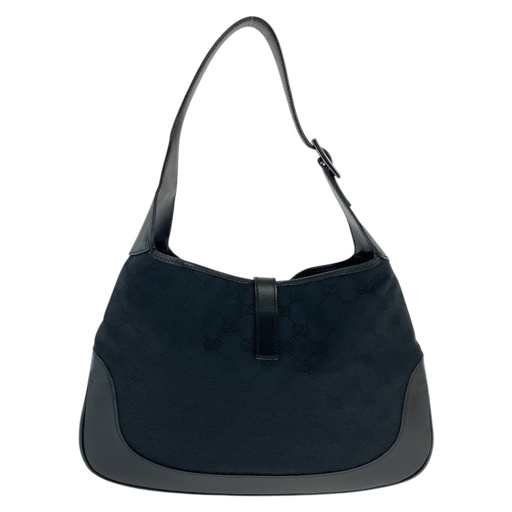 GUCCI Shoulder Bag 001 3306 GG canvas, leather black Jackie Women Used Authentic