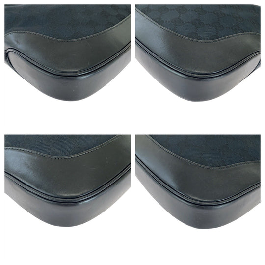 GUCCI Shoulder Bag 001 3306 GG canvas, leather black Jackie Women Used Authentic