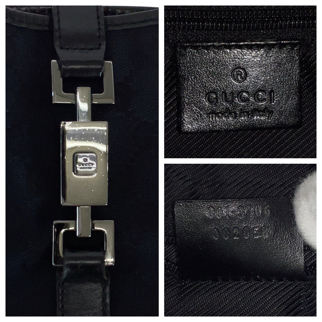 GUCCI Shoulder Bag 001 3306 GG canvas, leather black Jackie Women Used Authentic