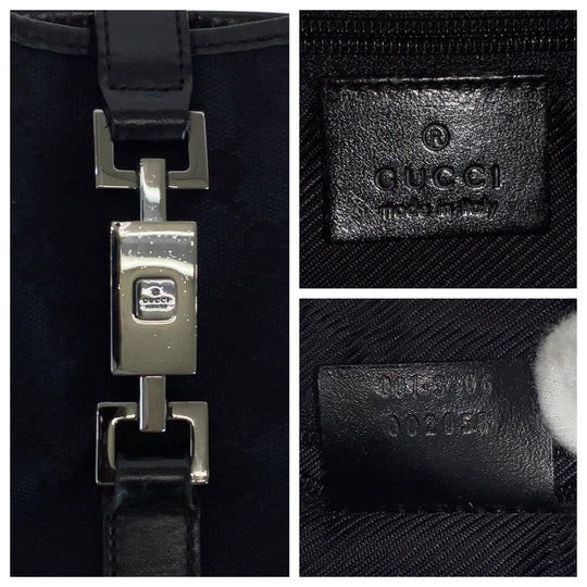 GUCCI Shoulder Bag 001 3306 GG canvas, leather black Jackie Women Used Authentic