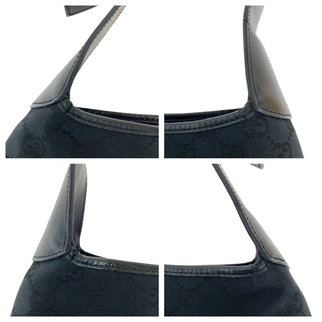 GUCCI Shoulder Bag 001 3306 GG canvas, leather black Jackie Women Used Authentic