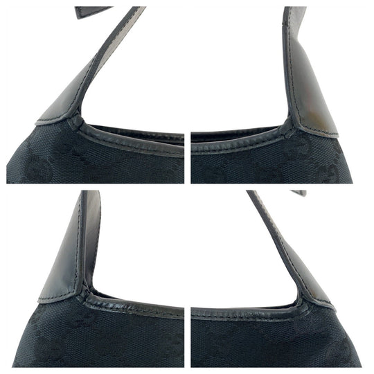 GUCCI Shoulder Bag 001 3306 GG canvas, leather black Jackie Women Used Authentic