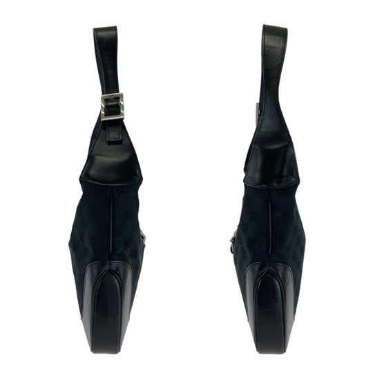 GUCCI Shoulder Bag 001 3306 GG canvas, leather black Jackie Women Used Authentic