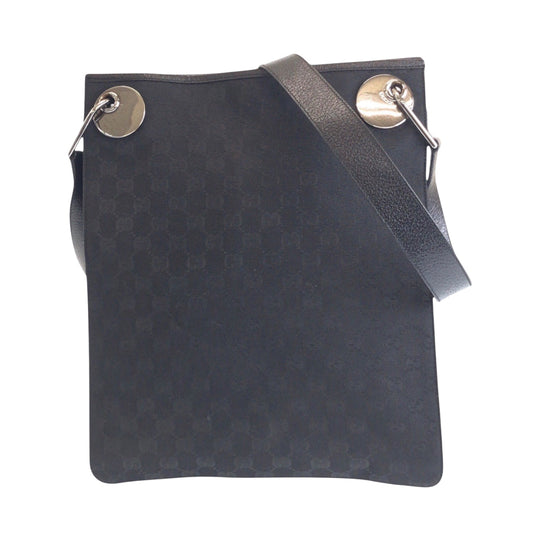 GUCCI Shoulder Bag 120842 GG canvas, leather Black SilverMetal Shoulder Bag pochette Women Used Authentic