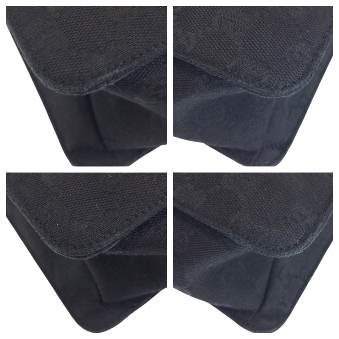 GUCCI Shoulder Bag 120842 GG canvas, leather Black SilverMetal Shoulder Bag pochette Women Used Authentic