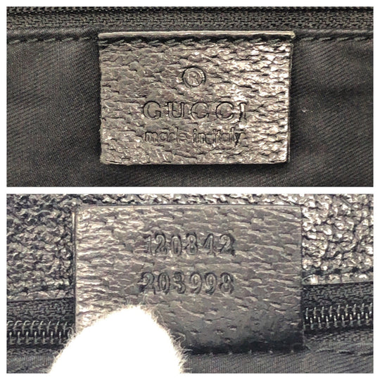 GUCCI Shoulder Bag 120842 GG canvas, leather Black SilverMetal Shoulder Bag pochette Women Used Authentic