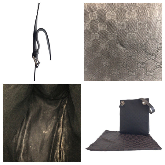 GUCCI Shoulder Bag 120842 GG canvas, leather Black SilverMetal Shoulder Bag pochette Women Used Authentic