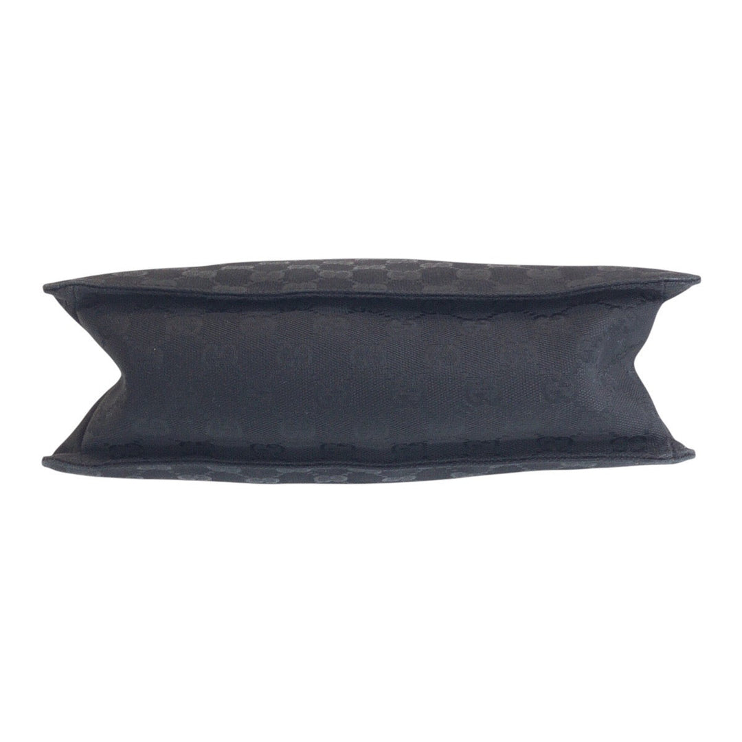 GUCCI Shoulder Bag 120842 GG canvas, leather Black SilverMetal Shoulder Bag pochette Women Used Authentic